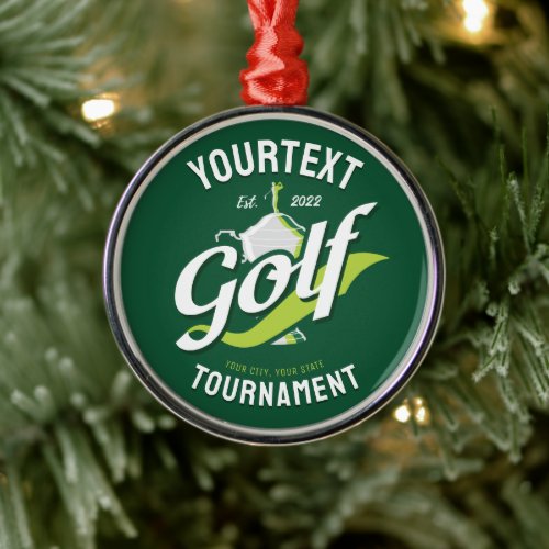 Pro Golfer NAME Golf Trophy Tournament Golfing Metal Ornament