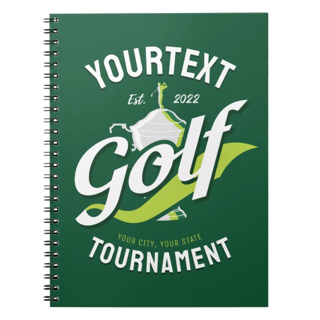 Pro Golfer NAME Golf Trophy Tournament Golfing Notebook (Front)