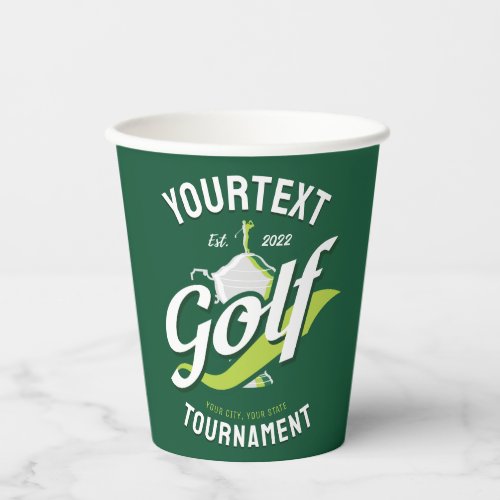 Pro Golfer NAME Golf Trophy Tournament Golfing Paper Cups