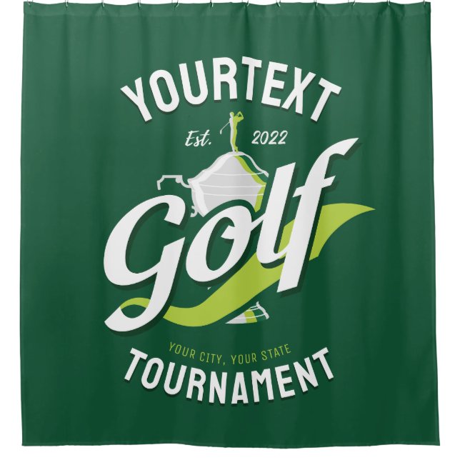 Pro Golfer NAME Golf Trophy Tournament Golfing Shower Curtain (Front)