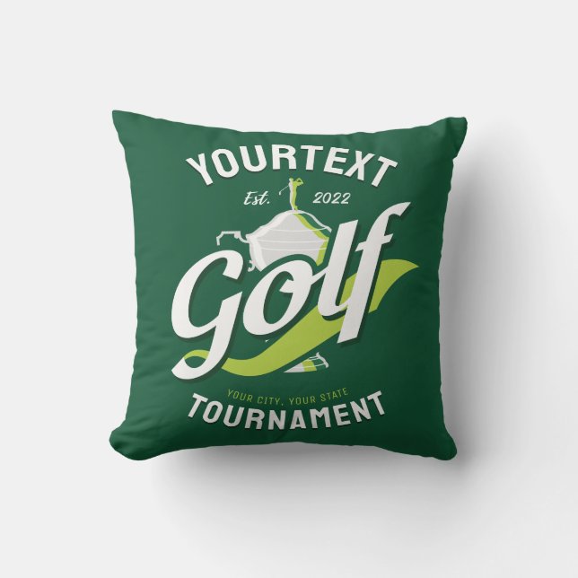 Pro Golfer NAME Golf Trophy Tournament Golfing Throw Pillow (Front)