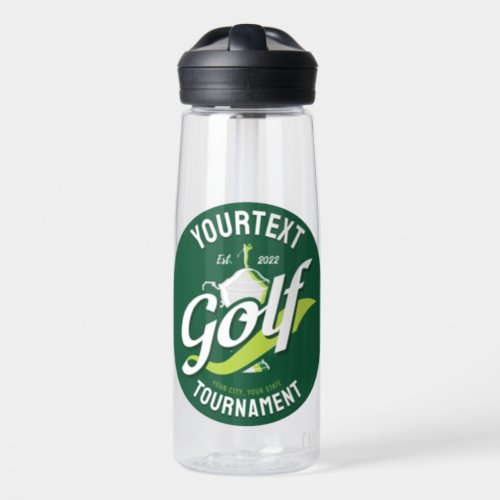 Pro Golfer NAME Golf Trophy Tournament Golfing Water Bottle
