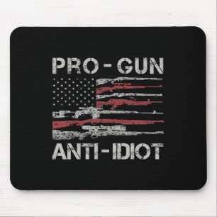 Pro Gun Anti Idiot Shirt Vintage Usa Flag 2nd Amen Mouse Pad