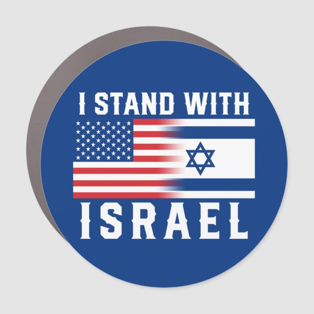 Pro-Israel American Flag I Stand With Israel Car Magnet (Front)