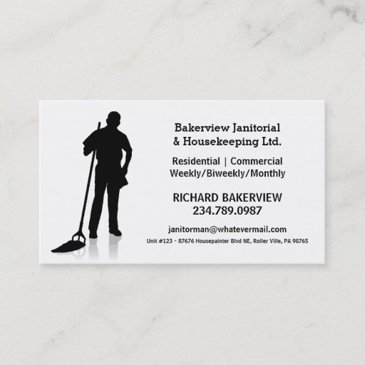 Customizable Pro Janitorial or Housekeeping Cleaning Service Business Card