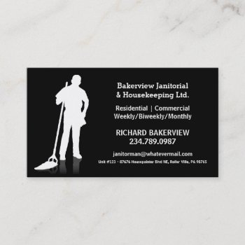 Pro Janitorial Or Housekeeping Cleaning Service Business Card by PartyHearty at Zazzle