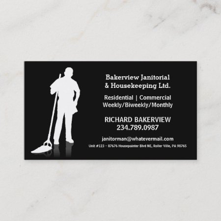 Pro Janitorial Or Housekeeping Cleaning Service Business Card