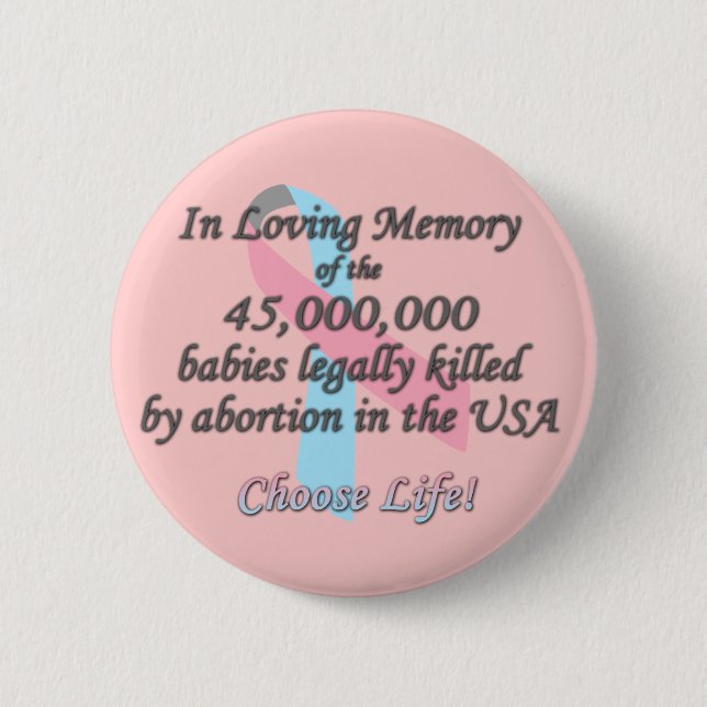 Pro Life, Abortion Statistics Pinback Button (Front)