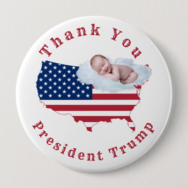 Pro-life Baby American Flag USA Button (Front)