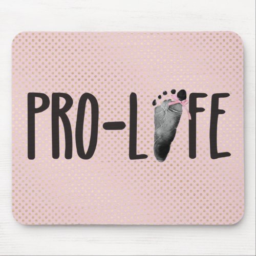 Pro_Life Baby Footprint on Dots Mouse Pad