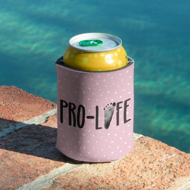 Pro-Life Baby Footprint On Polka Dots Can Cooler (In Situ Pool)