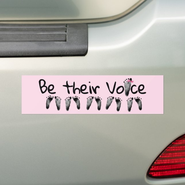 Pro-Life Baby Footprints with Bow Bumper Sticker (On Car)