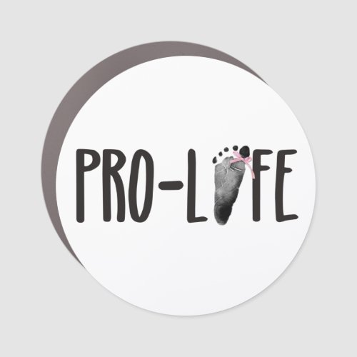 Pro_Life Baby Footprints with Bow  Car Magnet