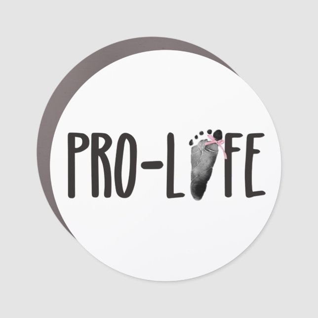Pro-Life Baby Footprints with Bow  Car Magnet (Front)