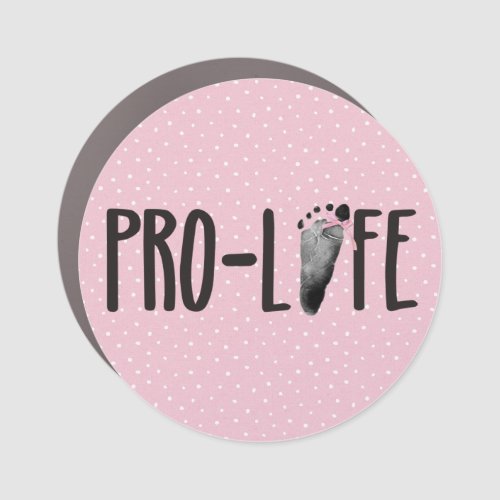 Pro_Life Baby Footprints with Bow on Dots  Car Magnet