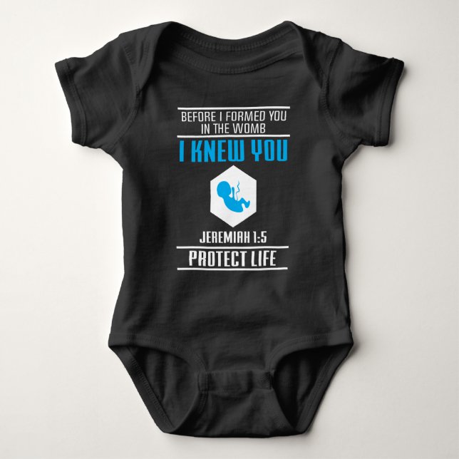 Pro Life Baby Jeremiah 1:5 Bible verse Baby Bodysuit (Front)