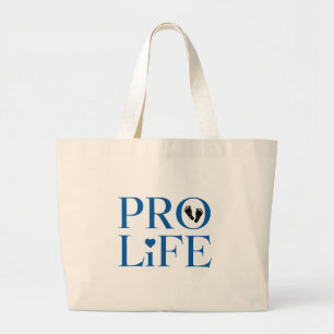 Pro Life Blue Large Tote Bag