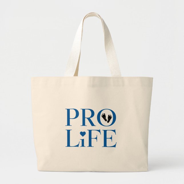 Pro Life Blue Large Tote Bag (Front)