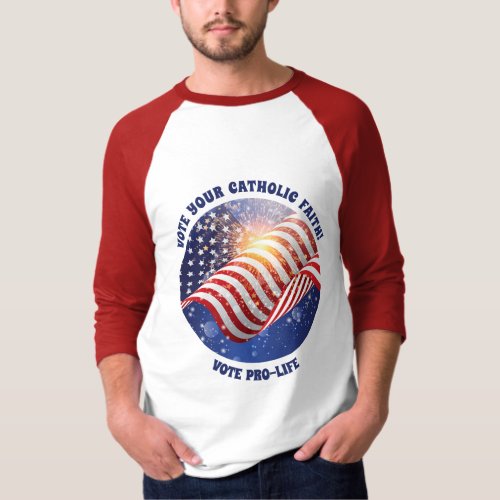 Pro_life Catholic American Flag USA Stars  Stripe T_Shirt