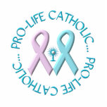 Pro-Life Catholic w/Monstrance & Pink/Blue Ribbons Cutout<br><div class="desc">Feel free to add your own words/pictures/background color via Zazzle's great customization tools.</div>