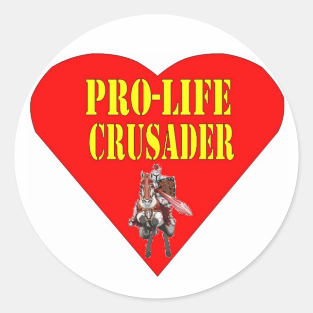 PRO LIFE CRUSADER CLASSIC ROUND STICKER (Front)