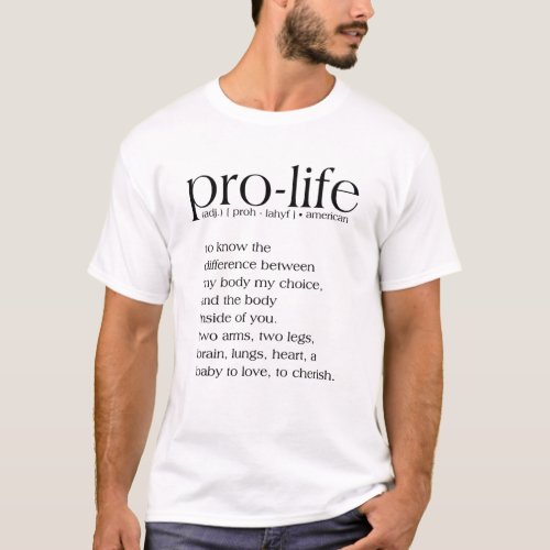 Pro_Life Definition Word Art T_Shirt