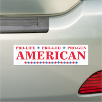 Pro Life God Gun American Red Blue Stars White Car Magnet