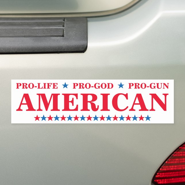 Pro Life God Gun American Red Blue Stars White Car Magnet (Pro Life God Gun American Red Blue Stars White Car Magnet)