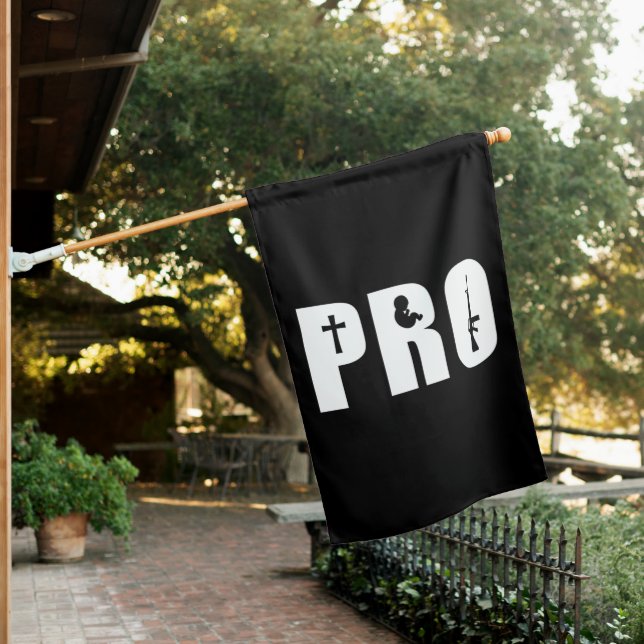 Pro Life God Gun Conservative Christian Faith  House Flag (In SItu)
