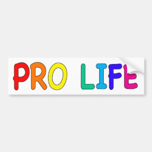 “PRO LIFE” (IN RAINBOW COLORS) BUMPER STICKER
