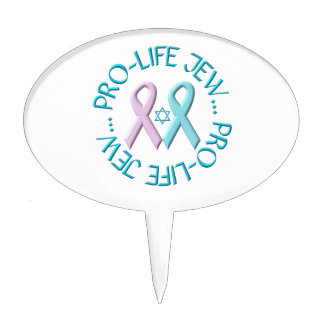 "Pro-Life Jew" w/Star of David &amp; Ribbons Cake Topper