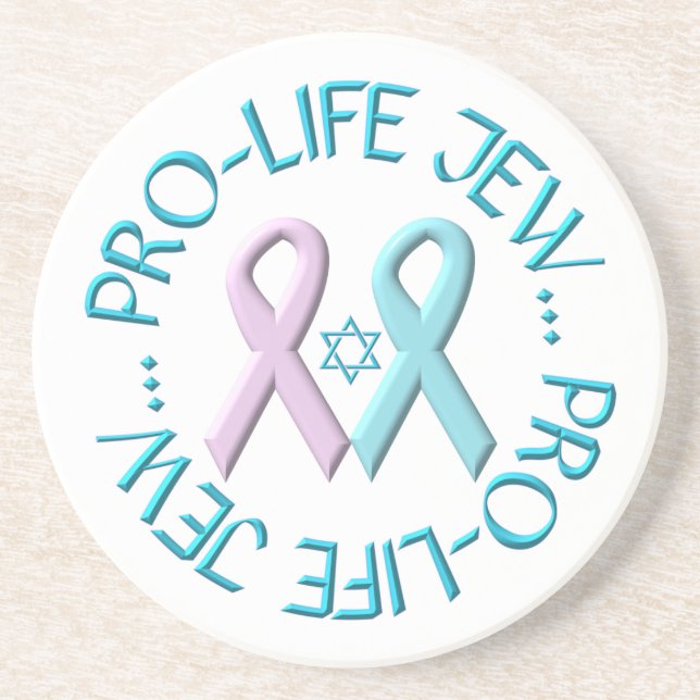 "Pro-Life Jew" w/Star of David & Ribbons Coaster (Front)