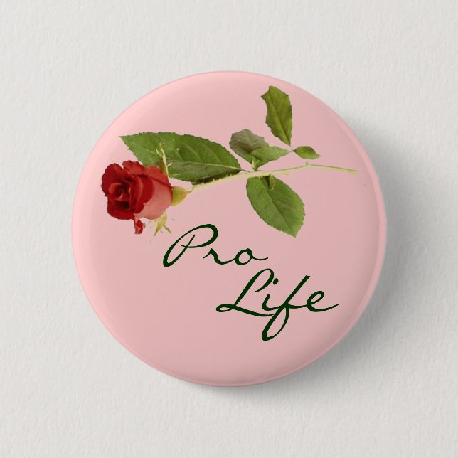 Pro-Life on Pink Floral Pinback Button (Front)