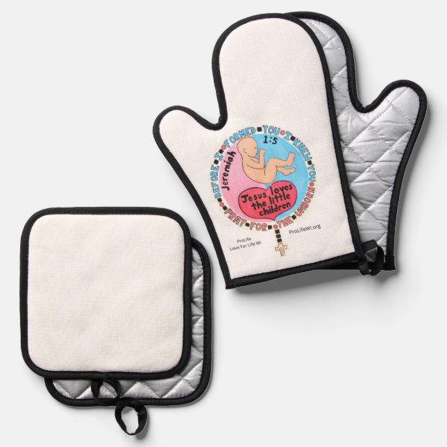 Pro-Life Oven Mitt and Pot Holders Oven Mitt & Pot Holder Set (Front/Back)