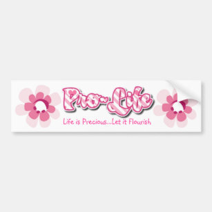 Pro-Life Pink Flower Bumper Sticker