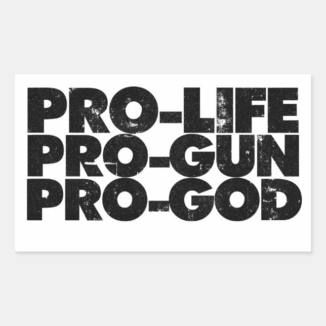 Pro-life Pro-gun Pro-god Rectangular Sticker (Front)