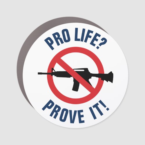 Pro Life Prove It _ Ban Assault Weapons Car Magnet