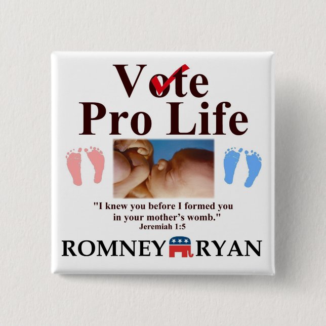 Pro Life Romney Ryan Baby Button (Front)