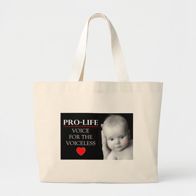 Pro-Life Voice for the Voiceless Large Tote Bag (Front)