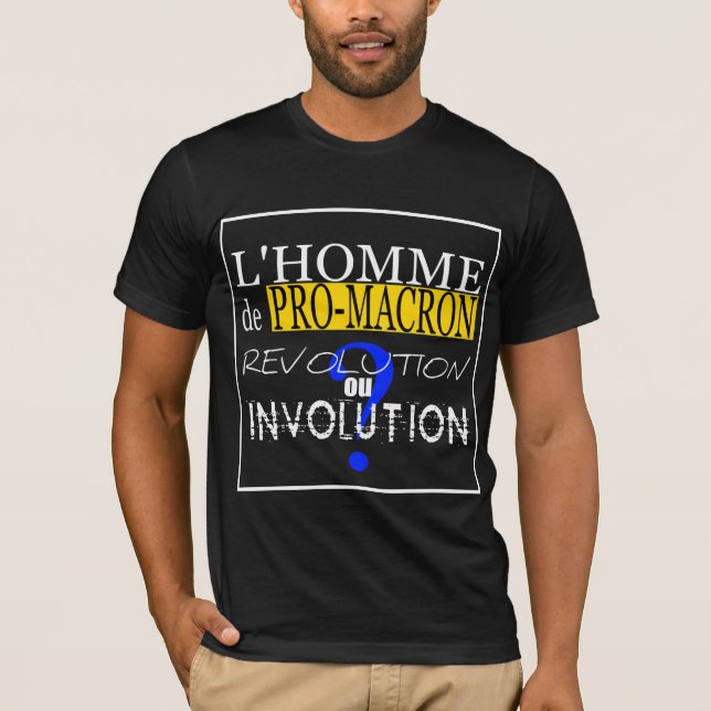 PRO-M-A-C-R-O-N Evolution ou involution Black MenT T-Shirt (Front)
