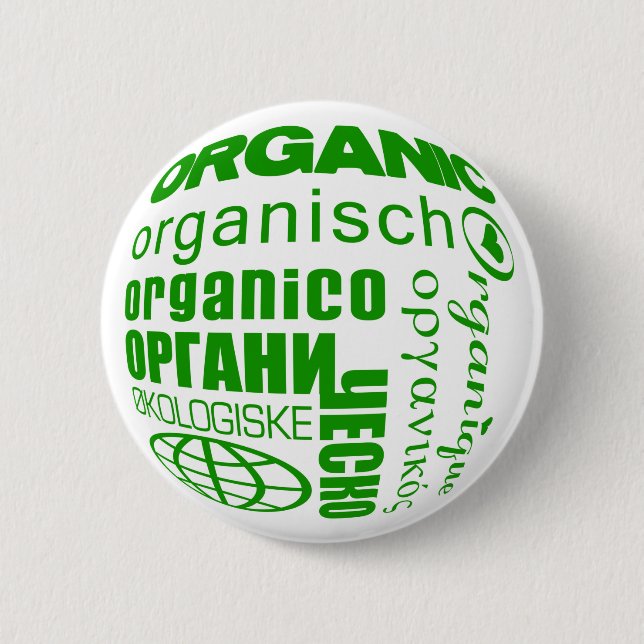Pro-Organic in Many Languages (Button) Pinback Button (Front)