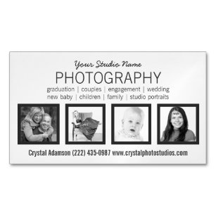 Pro Photographer with 4 Custom Sample Photos Magnetic Business Card