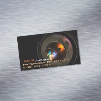 Pro Photography (camera Lens) Business Card Magnet by pixelholicBC at Zazzle