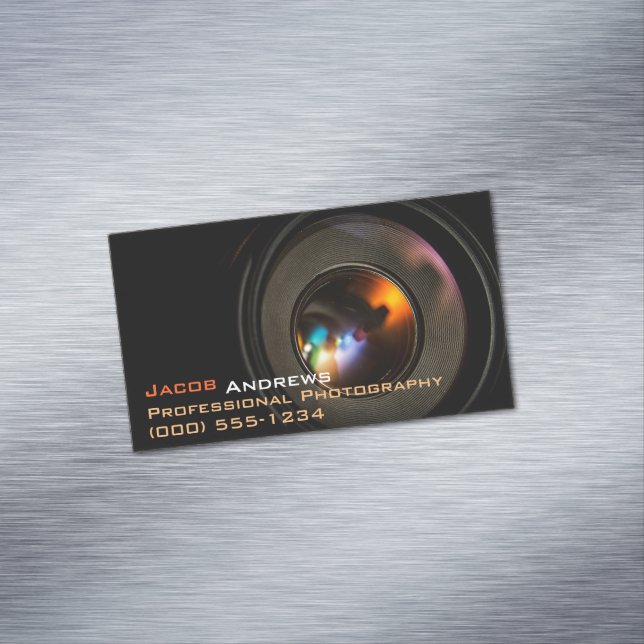 Pro Photography (Camera Lens) Business Card Magnet (In Situ)