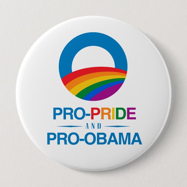 Pro-Pride and Pro-Obama Pinback Button (Front)