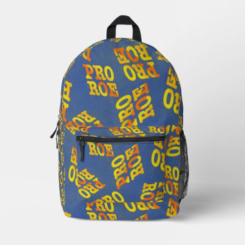 Pro Roe Retro Orange and Yellow on Blue Printed Backpack