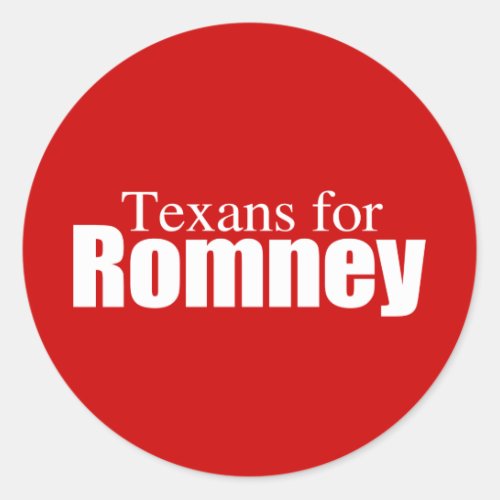 PRO_ROMNEY _ TEXANS FOR ROMNEY __ png Classic Round Sticker