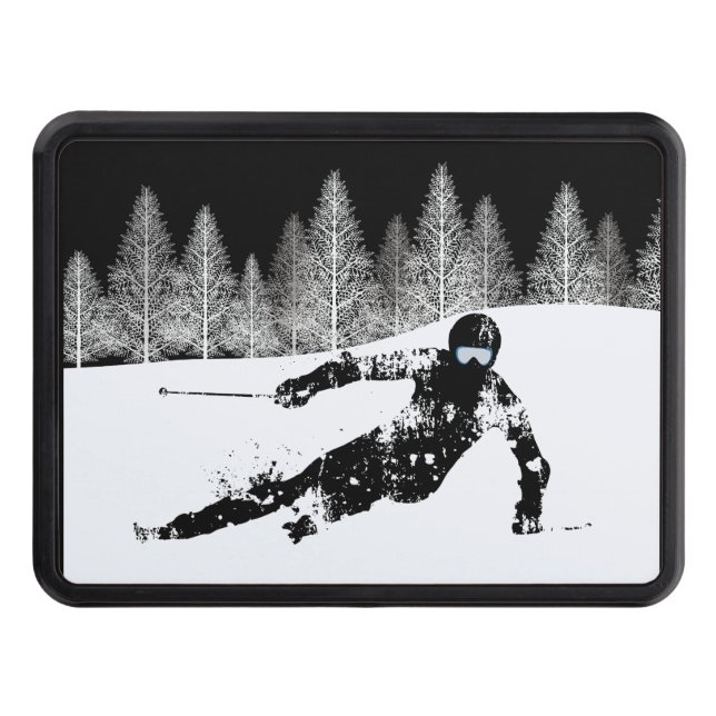 Pro Skier, Ski Snowboard Trailer Hitch Cover (Front)