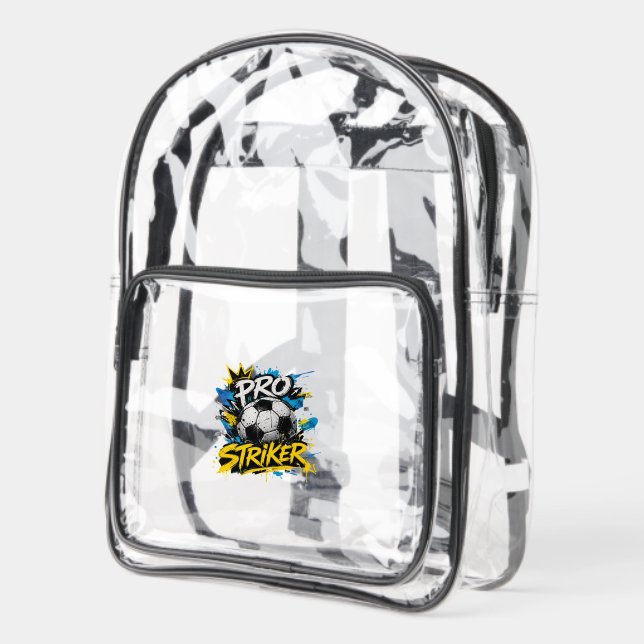 Pro Striker Urban Graffiti Soccer Clear Backpack (Left)
