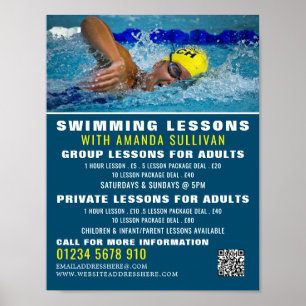 Pro Swimmer, Swimming Lesson Advertising Poster